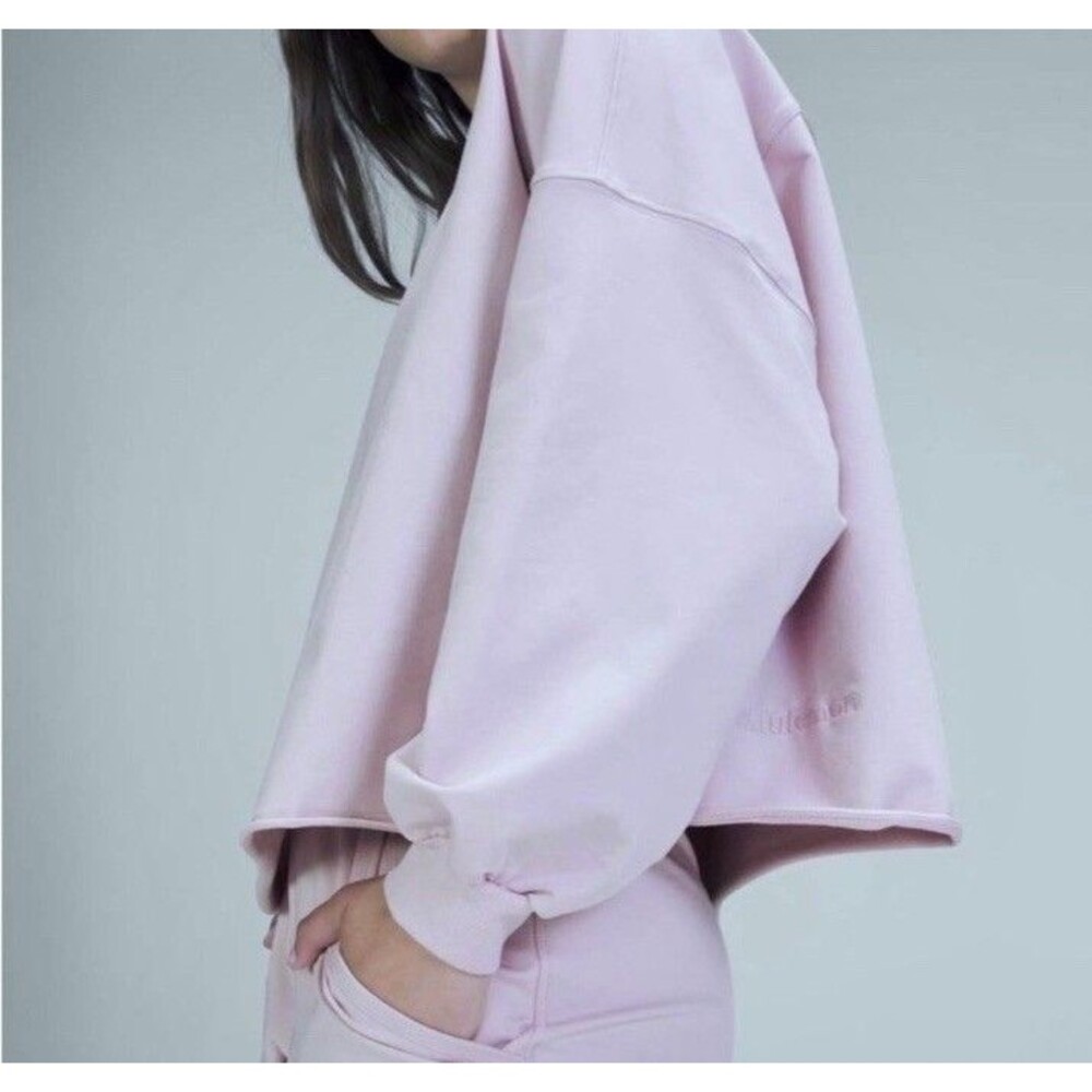 Lululemon LA Oversized Boxy Crew Top Cotton Pastel Pink Active Yoga Women M